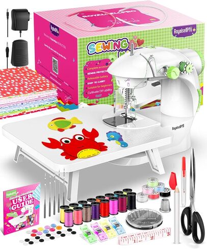 Mini Sewing Machine with 123 Pcs Sewing Kit for Beginners, Dual Speed Portable Sewing Machine with Light and Finger Guard Suitable for Household, Travel in Kuwait