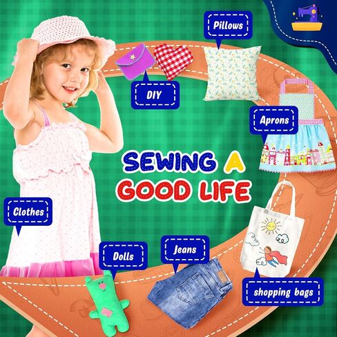 Mini Sewing Machine with 123 Pcs Sewing Kit for Beginners, Dual Speed Portable Sewing Machine with Light and Finger Guard Suitable for Household, Travel in Kuwait