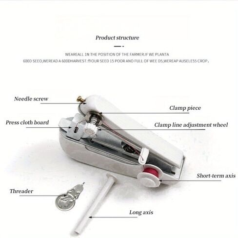 Portable Mini Handheld Sewing Machine, Easy Stitch Manual Sewing Tool, Compact Home Travel Sewing Machine, White Small Sewing Device for Quick Repairs, Beginner-Friendly Stitching Tool in Kuwait