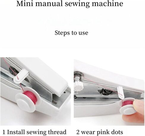 Portable Mini Handheld Sewing Machine, Easy Stitch Manual Sewing Tool, Compact Home Travel Sewing Machine, White Small Sewing Device for Quick Repairs, Beginner-Friendly Stitching Tool in Kuwait
