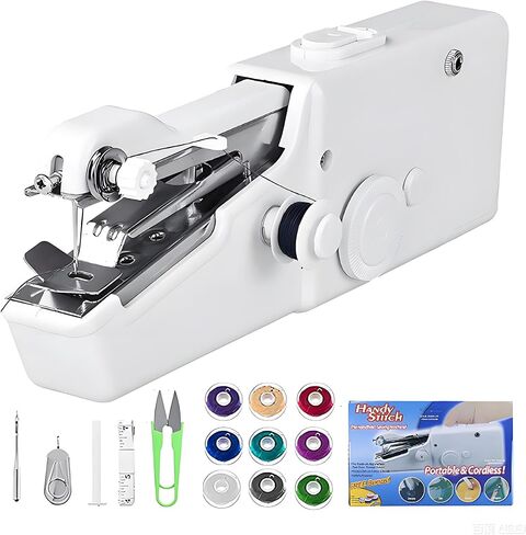 Portable Handheld Sewing Machine, Mini Electric Sewing Machine for Home Travel, Quick Fabric Repair, DIY Crafts, Lightweight Manual Sewing Kit with Accessories(Batteries Not Included) in Kuwait