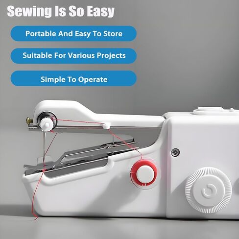 Portable Handheld Sewing Machine, Mini Electric Sewing Machine for Home Travel, Quick Fabric Repair, DIY Crafts, Lightweight Manual Sewing Kit with Accessories(Batteries Not Included) in Kuwait