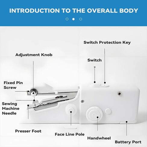Portable Handheld Sewing Machine, Mini Electric Sewing Machine for Home Travel, Quick Fabric Repair, DIY Crafts, Lightweight Manual Sewing Kit with Accessories(Batteries Not Included) in Kuwait