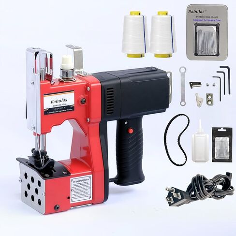 Bag Sewing Machine - 2s/bag Heavy Duty Portable Stitching Machine for Woven Bags, Non-Woven Fabrics, Leather | Warehouse & Farm Packing Tool (Yellow, Corded - 110V AC) in Kuwait