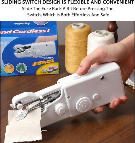 Portable Handheld Sewing Machine, Mini Electric Sewing Machine for Home Travel, Quick Fabric Repair, DIY Crafts, Lightweight Manual Sewing Kit with Accessories(Batteries Not Included) in Kuwait