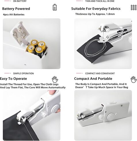 Portable Handheld Sewing Machine, Mini Electric Sewing Machine for Home Travel, Quick Fabric Repair, DIY Crafts, Lightweight Manual Sewing Kit with Accessories(Batteries Not Included) in Kuwait