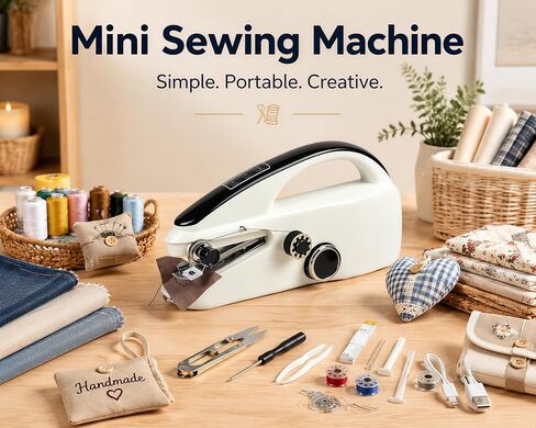 Handheld Sewing Machine, Portable 2‑Speed Cordless Quick Stitch Sewing Kit, Beginner Hand Sewing Tool for DIY Clothes Fabric Home Repair Travel in Kuwait