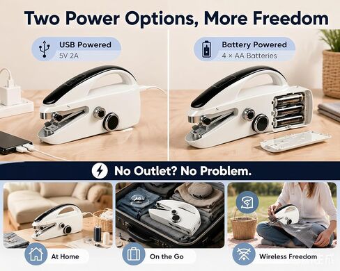 Handheld Sewing Machine, Portable 2‑Speed Cordless Quick Stitch Sewing Kit, Beginner Hand Sewing Tool for DIY Clothes Fabric Home Repair Travel in Kuwait