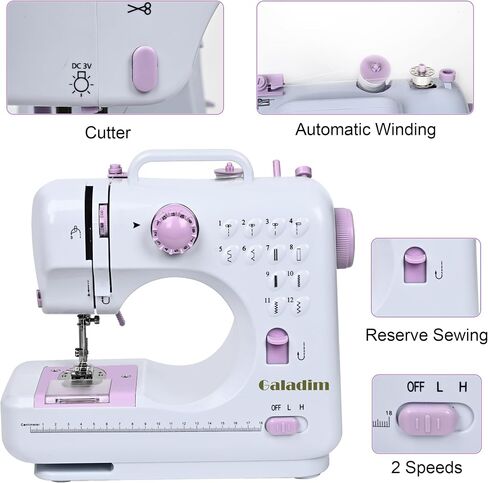 Mini Sewing Machine for Beginners (Includes Cover with Storage Pockets, Extension Table And Sewing supplies set) by Galadim GD-051-A26 in Kuwait