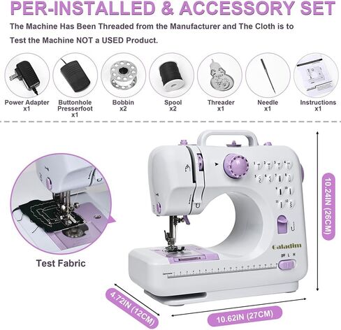 Mini Sewing Machine for Beginners (Includes Cover with Storage Pockets, Extension Table And Sewing supplies set) by Galadim GD-051-A26 in Kuwait