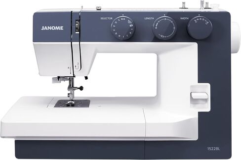 Janome 1522-BG Mechanical Sewing Machine - Aesthetic Blue-Grey Sewing Machine for Beginners, 22 Built in Stitches, 1 Step Buttonhole, Heavy Duty Metal Frame, Built in Needle Threader for Easy Use in Kuwait