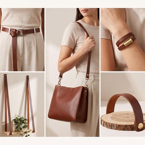 Dark Brown PU Leather Strips, 1/2 Inch Wide 79 Inch Long Leather Cord in Kuwait