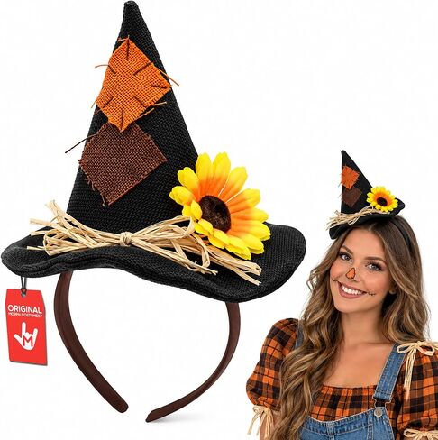 Unisex Adults Mini Scarecrow Hat On Headband Flower Halloween Costume Accessory in Kuwait