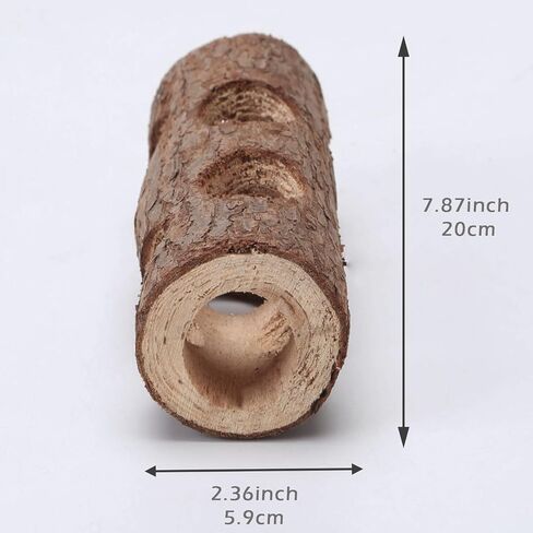 Natural Wood Tunnel Hamster Tunnel for Hamster Reptile Small Animals Cage Hollow Tree Trunk Hideout Toy (7.9"×2.7") in Kuwait