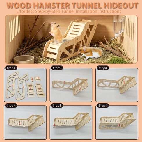 ERKOON Wooden Hamster House Tunnel Hideout for Syrian & Dwarf Hamsters in Kuwait