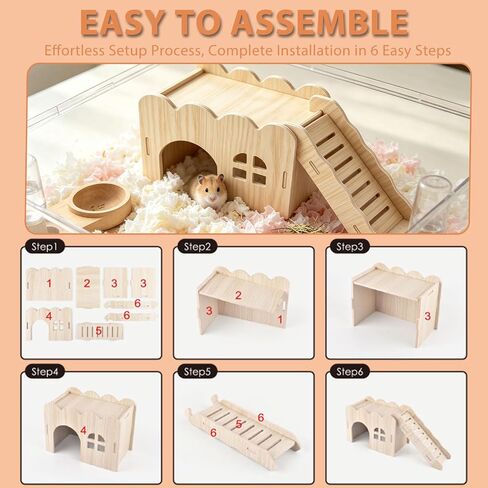 ERKOON Wooden Hamster House Tunnel Hideout for Syrian & Dwarf Hamsters in Kuwait