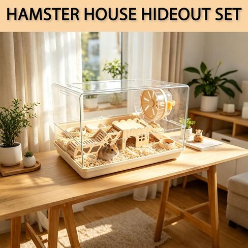 ERKOON Wooden Hamster House Tunnel Hideout for Syrian & Dwarf Hamsters in Kuwait