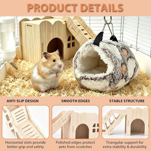 ERKOON Wooden Hamster House Tunnel Hideout for Syrian & Dwarf Hamsters in Kuwait