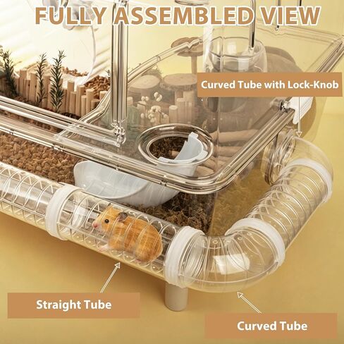 Hamster Tube Set for ECOCEN 24.4''L Large Acrylic Hamster Cage — Connects a Single Cage Left & Right Side Holes, Transparent Hamster Tunnel, Adventure Pet Cage Tunnel Exercise, Dwarf Hamster Toy in Kuwait