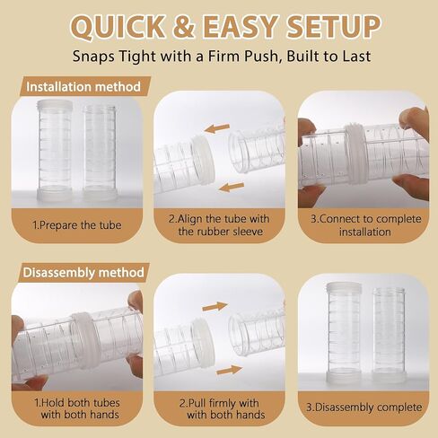 Hamster Tube Set for ECOCEN 24.4''L Large Acrylic Hamster Cage — Connects a Single Cage Left & Right Side Holes, Transparent Hamster Tunnel, Adventure Pet Cage Tunnel Exercise, Dwarf Hamster Toy in Kuwait