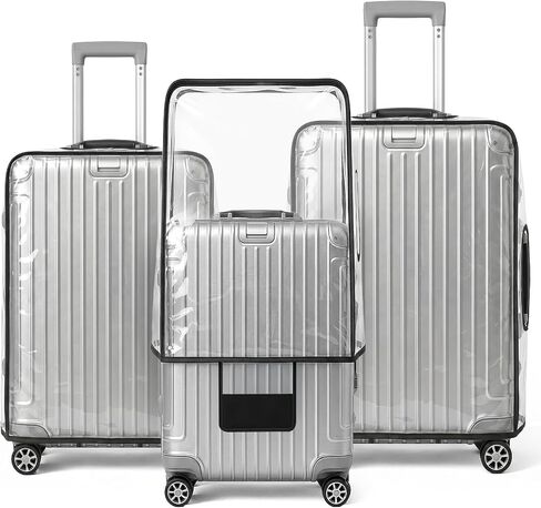 T Tersely [3-Pack] Clear PVC Suitcase Cover Protectors 20/24/28 Inch Suitcase Baggage Covers - Waterproof Dustproof and Anti-Scratch 20-28 Inch Luggage Cover in Kuwait