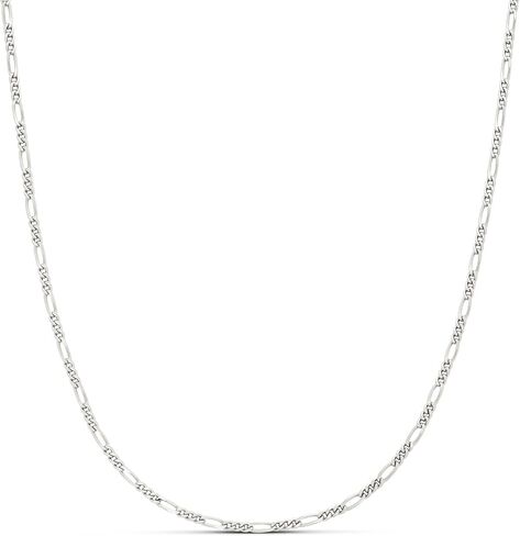 Amazon Essentials 14k Gold or Sterling Silver Plated Figaro Chain Necklace in Kuwait