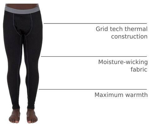 Fruit of the Loom Mens Thermal Underwear Base Layer Bottoms - Grid Tech L3 Cold Weather Pants in Kuwait