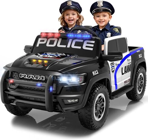 24V Ride On Fire Truck for Kids, Licensed RAM 1500 2 Seater Electric Fire Engine with Remote Control, Siren, Megaphone, LED Lights, 180W Motor, Suspension, Bluetooth, Storage Bed, Red in Kuwait