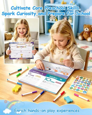 Juboury Tracing Books for Kids Ages 3-5 with Storage Backpack,Whiteboard in Kuwait