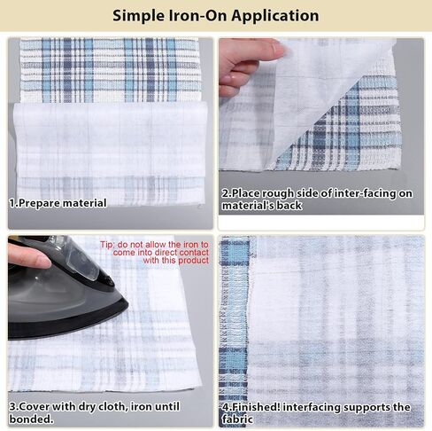Fusible Interfacing with 2"x2" Grid Nonwoven Layout | 48" x 8 Yards Polyester Lightweight Iron-On Interfacing Roll for DIY Crafts, Quilting, and Sewing Supplies (White, 1 Pack) in Kuwait