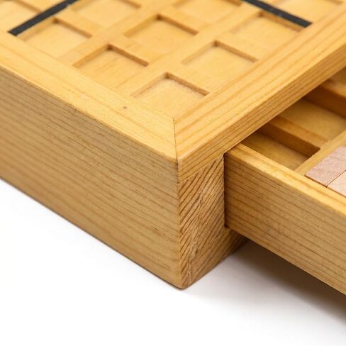 Wooden Sudoku Board Game for Adults, Yellow Reusable Number Tiles in Kuwait