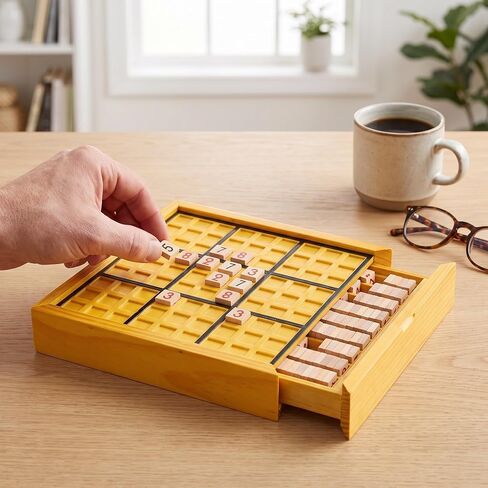 Wooden Sudoku Board Game with Reusable Tiles for Boy Girl in Kuwait