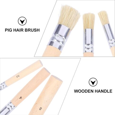 3 Set Wooden Stencil Brush Natural Bristle Paintbrushes in Kuwait