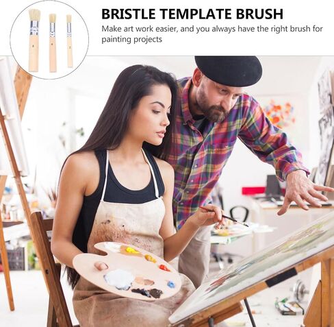 3 Set Natural Bristle Stencil Paint Brush, Acrylic and Oil Painting in Kuwait