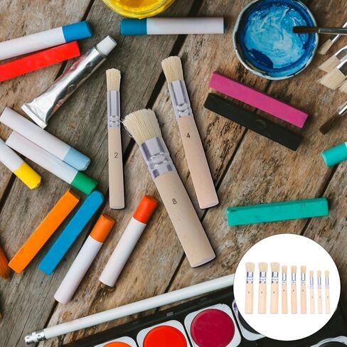jojofuny 3 Set Wooden Stencil Brush Natural Bristle Paint Brushes in Kuwait
