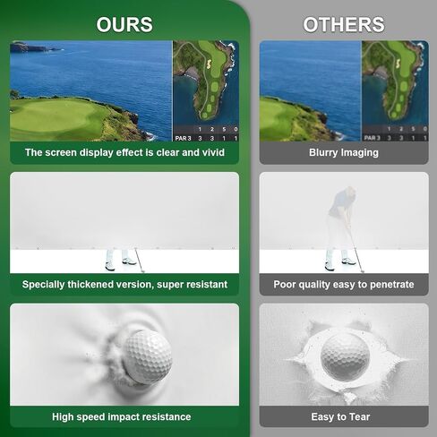 Generic Golf Simulator Impact Screen Easy to Install Ultra Clear 3x3m in Kuwait