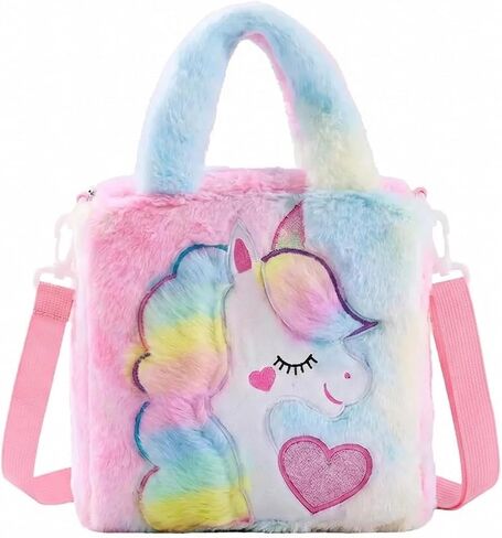 Abhay Plush Unicorn Tote Bag Backpack - School Girls Handbag for Travel and Cute Bookbag for Unicorn Party Supplies in Kuwait