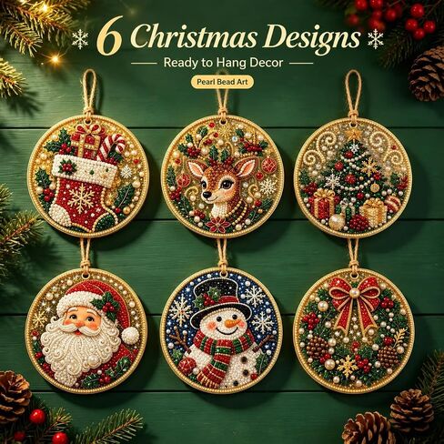 6PCS Christmas Diamond Art Kits for Adults DIY Diamond Painting Ornaments in Kuwait