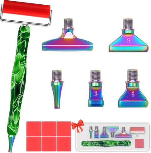 Heyseri Diamond Painting Pen, “Screw Tip, Tighter Hold", Diamond Art Pen with Screw Thread Metal Tips, Tight Grip, 6 Painting Glue Clay in Kuwait