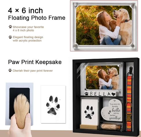 11*12 Pet Memorial Shadow Box Frame with Paw Print Impression Kit in Kuwait