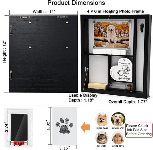 11*12 Pet Memorial Shadow Box Frame with Paw Print Impression Kit in Kuwait