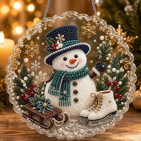 Christmas Pearl Diamond Art Hanging Ornament DIY Craft (Style3, 8in) in Kuwait