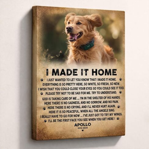 LOPHAW SHIPS NEXT DAY Personalized Dog Memorial Canvas Prints with Photo Name Date - Custom Pet Memorial Gifts for Dogs & Cats, Bereavement Remembrance Gifts, In Memory of Beloved Dog, Printed in USA in Kuwait