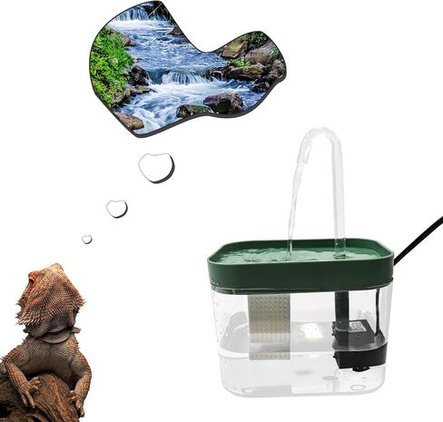 Reptile Water Bowl with Filtration System, Lizard Drinking Fountain, Bearded Dragon Tank Accessories, Reptile Habitat Waterfall for Bearded Dragon, Leopard Gecko, Chameleon, Snake in Kuwait