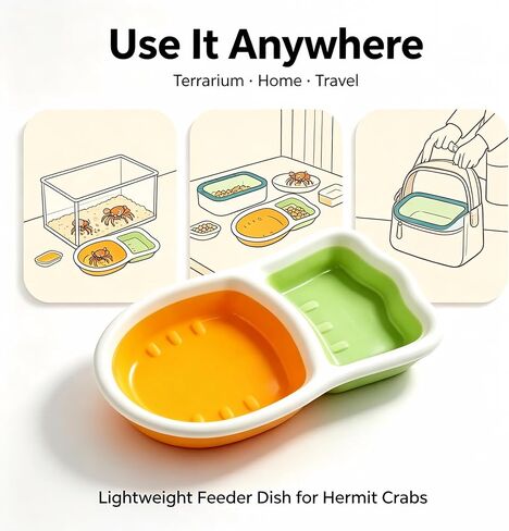 Hermit Crab Bathing Bowl & Feeding Dish, 2 Pack Reptile Habitat Accessories in Kuwait