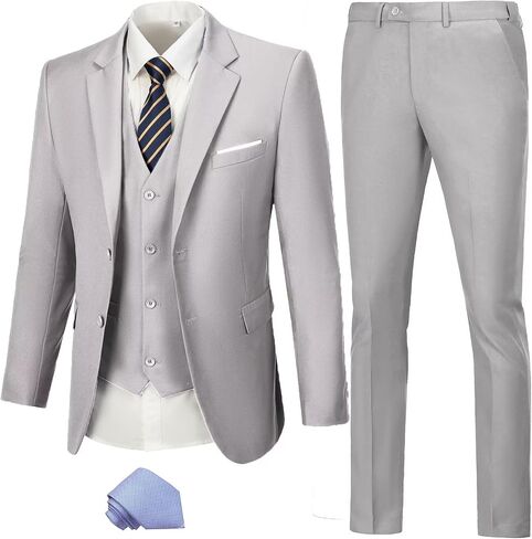 LOPEN STU Mens Suit Slim Fit 3 Piece Wedding Outfit Prom Suits for Men Dress Jacket Tux Vest and Pants Set in Kuwait