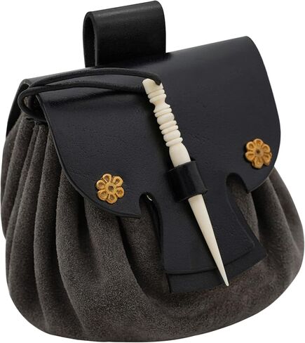 Mythrojan Medieval Small Leather Belt Pouch LARP Renaissance Waist Bag in Kuwait