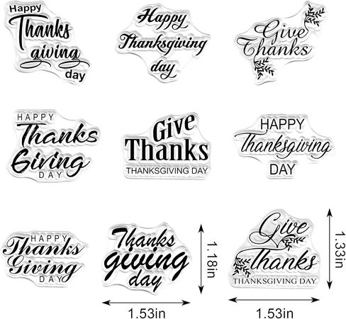 ALIBBON Happy Thanksgiving Day Clear Stamps for Card Making, Autumn Fall Leaves Give Thanks Words Transparent Silicone Rubber Seal Stamps for Crafts Journal DIY Scrapbooking Photo Album Decorations in Kuwait