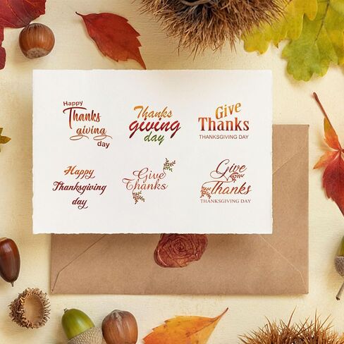 ALIBBON Happy Thanksgiving Day Clear Stamps for Card Making, Autumn Fall Leaves Give Thanks Words Transparent Silicone Rubber Seal Stamps for Crafts Journal DIY Scrapbooking Photo Album Decorations in Kuwait