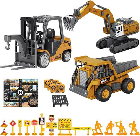 4PCS Mini RC Construction Vehicles Excavator Dump Truck Forklift Crane in Kuwait